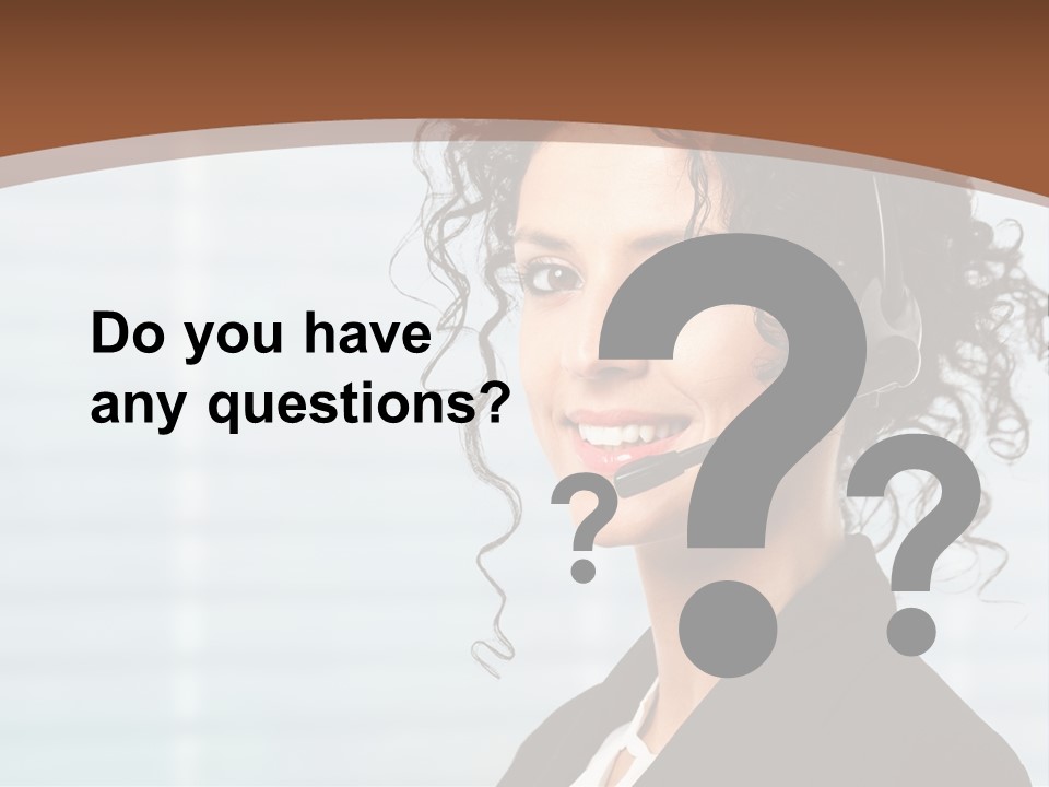 A Woman With A Headset Is Smiling For The Camera PowerPoint Template