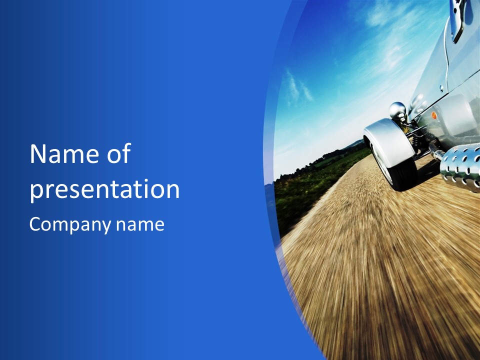 A Truck Driving Down A Road With A Blue Sky In The Background PowerPoint Template