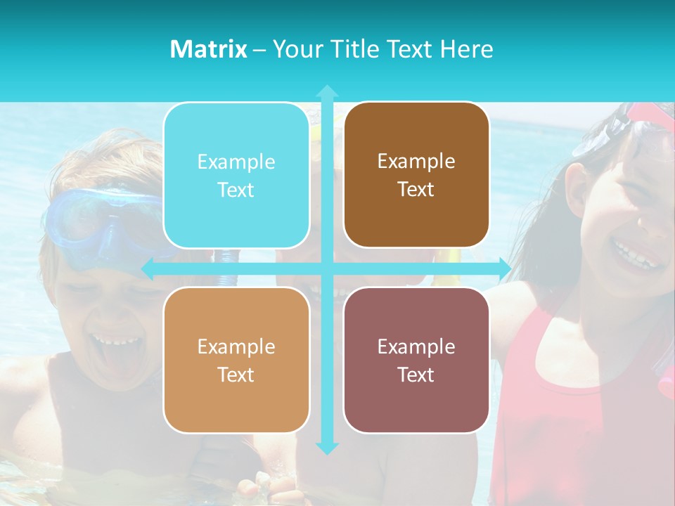 Three Children In The Water With Snorkels On Their Heads PowerPoint Template