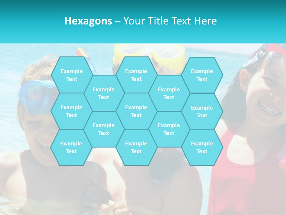 Three Children In The Water With Snorkels On Their Heads PowerPoint Template