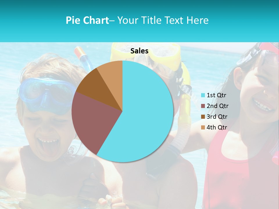 Three Children In The Water With Snorkels On Their Heads PowerPoint Template