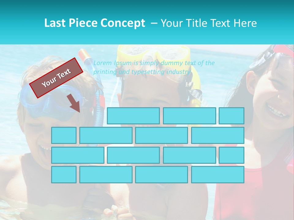 Three Children In The Water With Snorkels On Their Heads PowerPoint Template