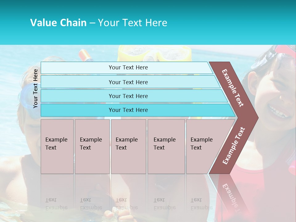 Three Children In The Water With Snorkels On Their Heads PowerPoint Template