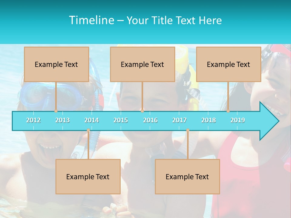 Three Children In The Water With Snorkels On Their Heads PowerPoint Template