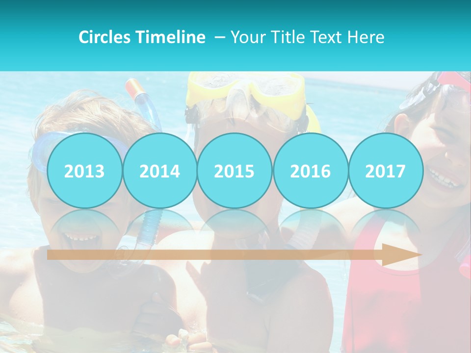 Three Children In The Water With Snorkels On Their Heads PowerPoint Template