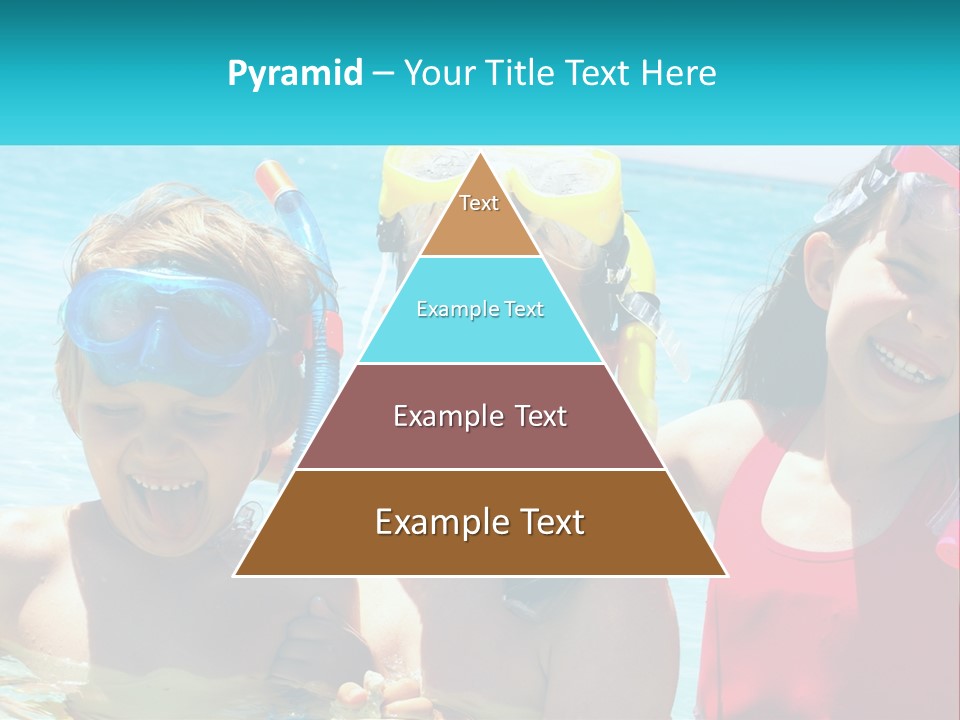 Three Children In The Water With Snorkels On Their Heads PowerPoint Template