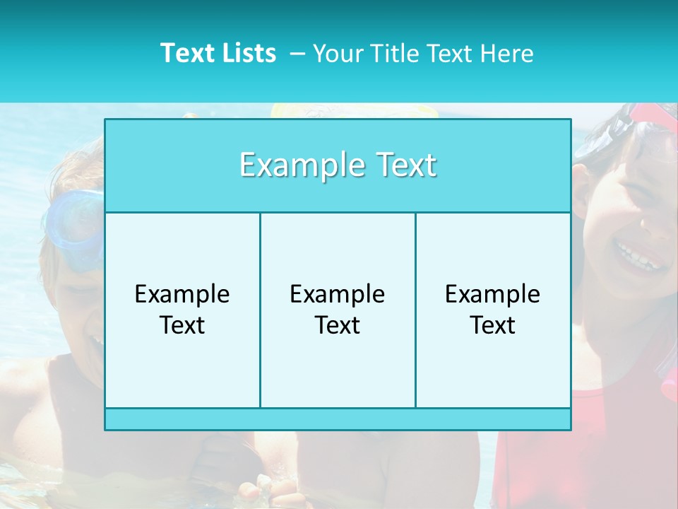 Three Children In The Water With Snorkels On Their Heads PowerPoint Template