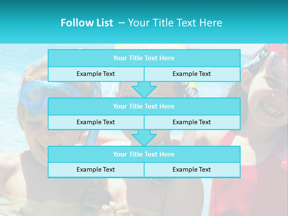 Three Children In The Water With Snorkels On Their Heads PowerPoint Template