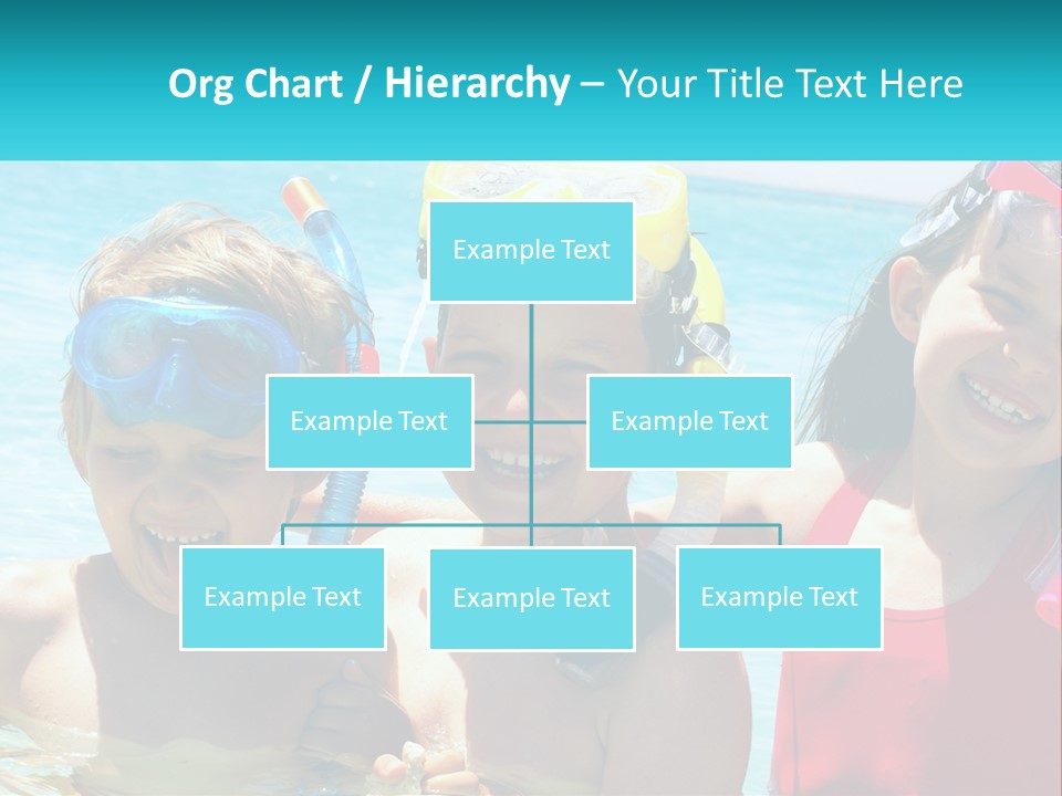 Three Children In The Water With Snorkels On Their Heads PowerPoint Template