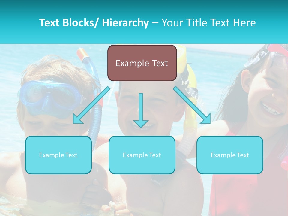 Three Children In The Water With Snorkels On Their Heads PowerPoint Template