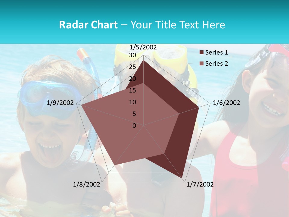 Three Children In The Water With Snorkels On Their Heads PowerPoint Template