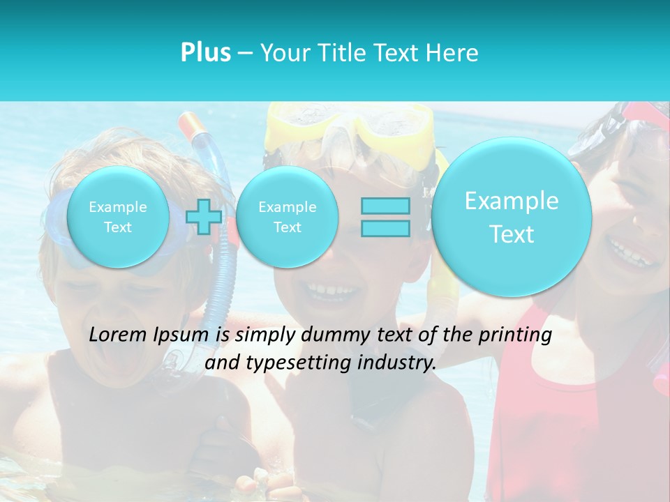 Three Children In The Water With Snorkels On Their Heads PowerPoint Template