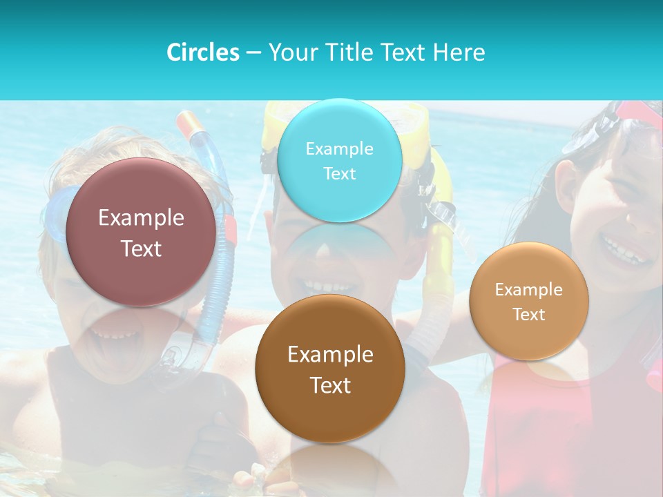 Three Children In The Water With Snorkels On Their Heads PowerPoint Template