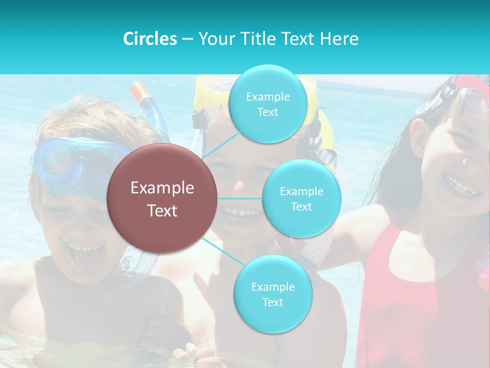 Three Children In The Water With Snorkels On Their Heads PowerPoint Template