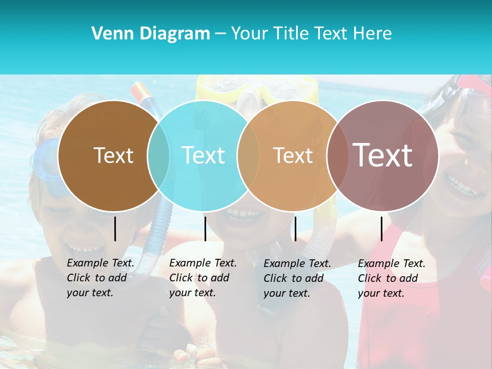 Three Children In The Water With Snorkels On Their Heads PowerPoint Template