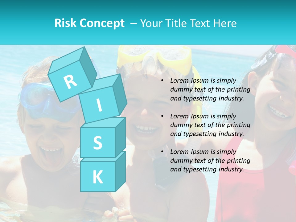 Three Children In The Water With Snorkels On Their Heads PowerPoint Template