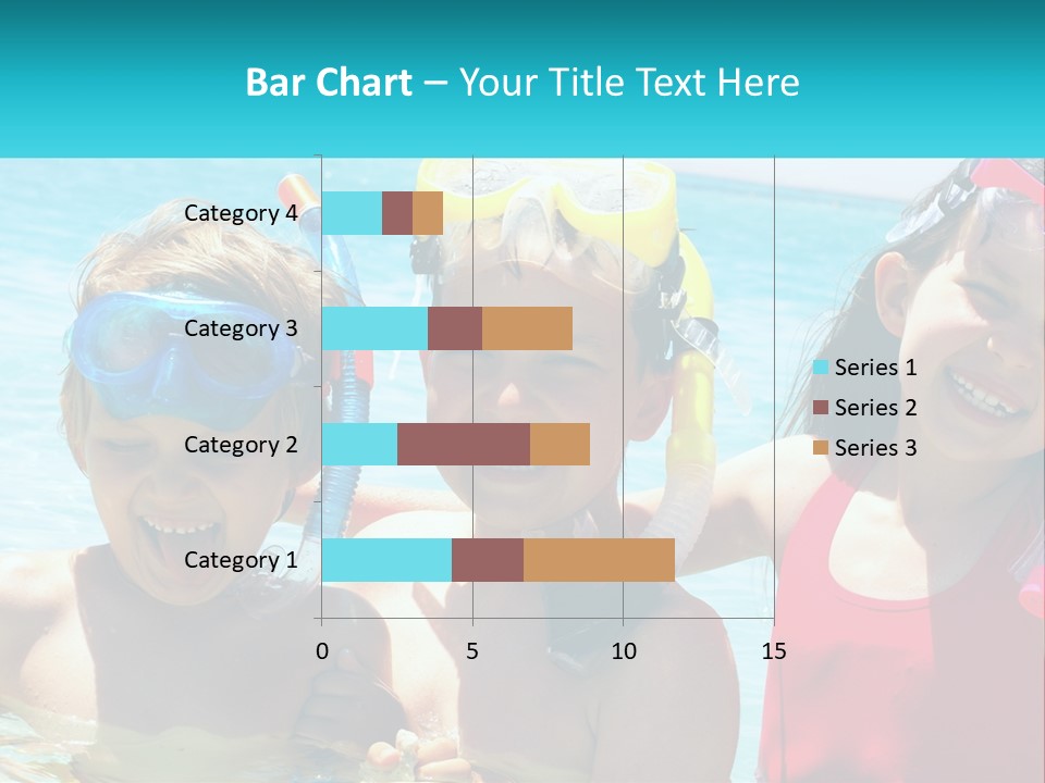 Three Children In The Water With Snorkels On Their Heads PowerPoint Template