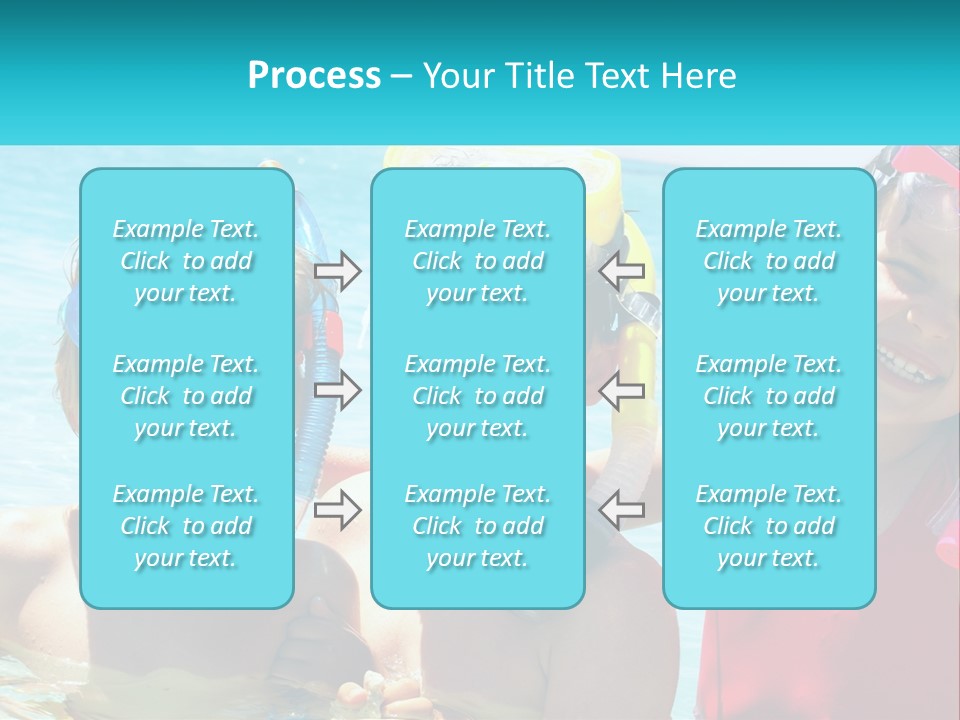 Three Children In The Water With Snorkels On Their Heads PowerPoint Template