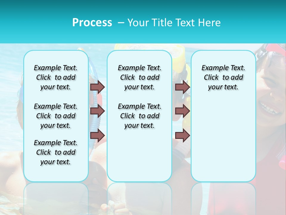 Three Children In The Water With Snorkels On Their Heads PowerPoint Template
