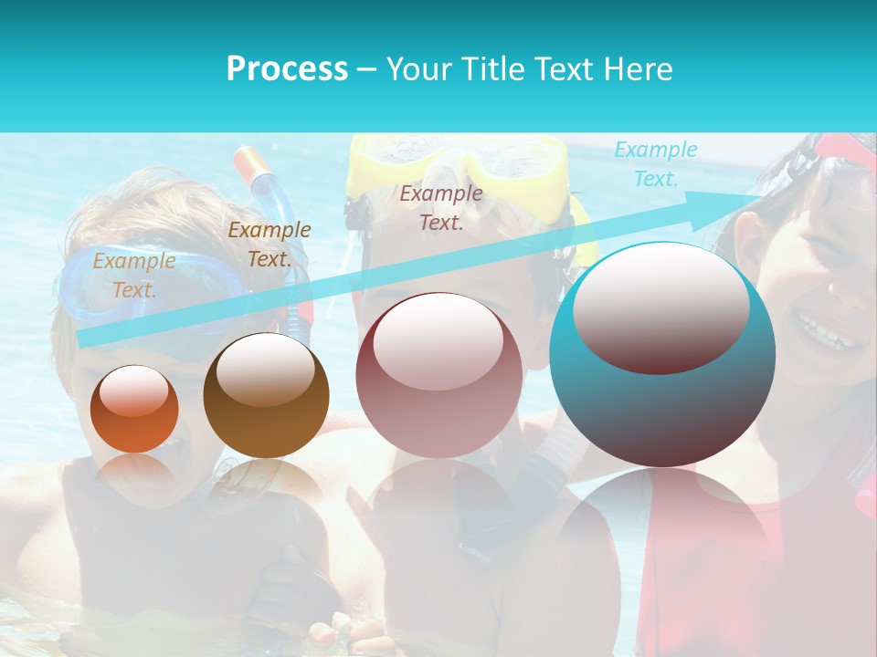 Three Children In The Water With Snorkels On Their Heads PowerPoint Template