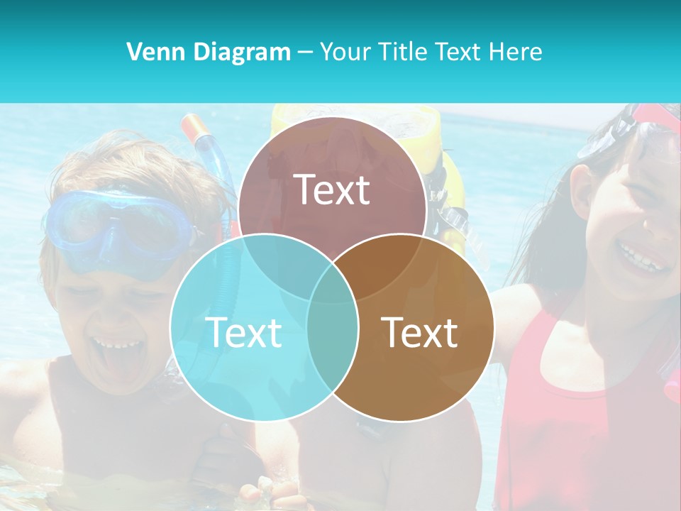 Three Children In The Water With Snorkels On Their Heads PowerPoint Template