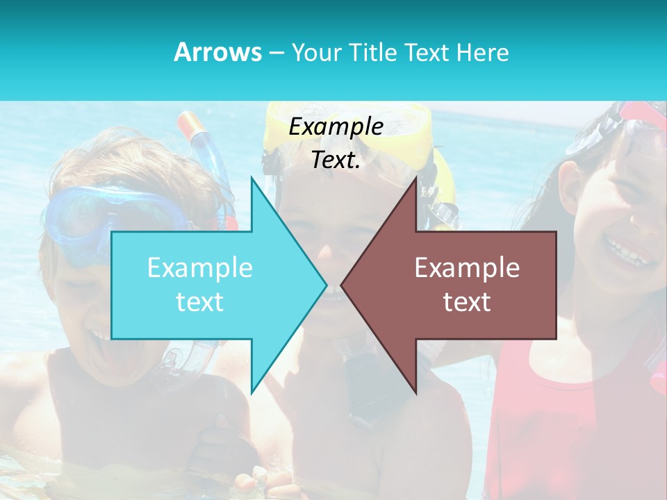 Three Children In The Water With Snorkels On Their Heads PowerPoint Template