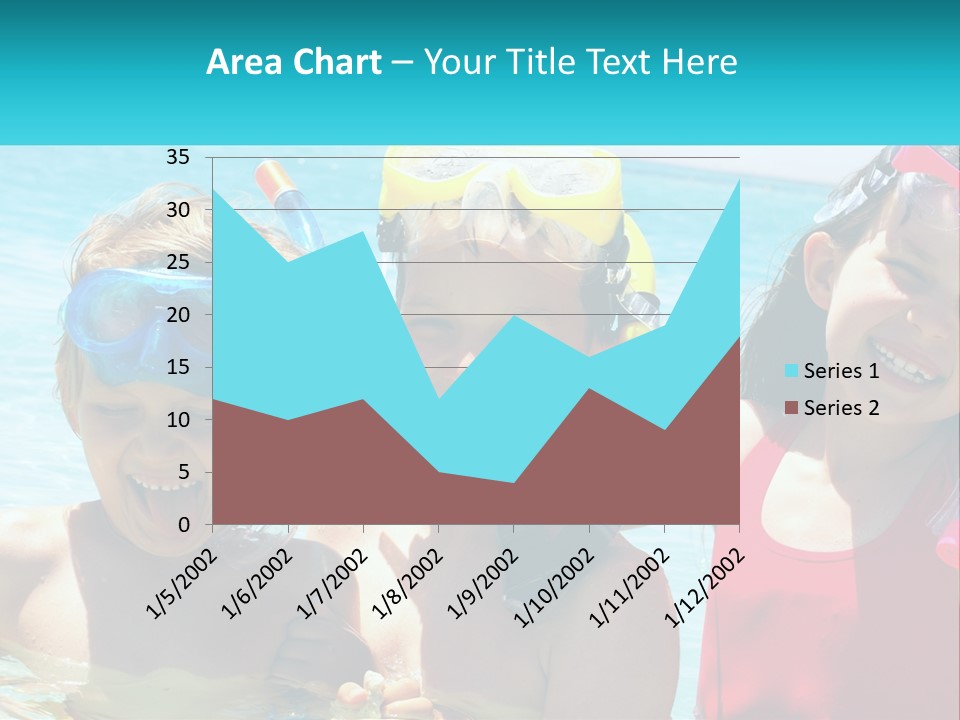 Three Children In The Water With Snorkels On Their Heads PowerPoint Template