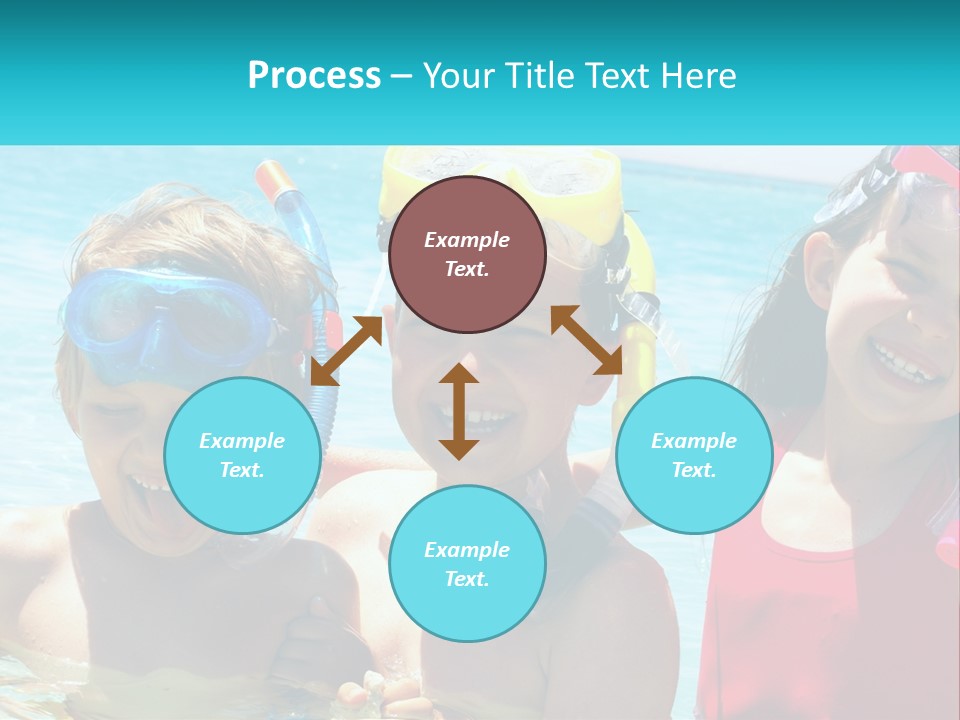 Three Children In The Water With Snorkels On Their Heads PowerPoint Template