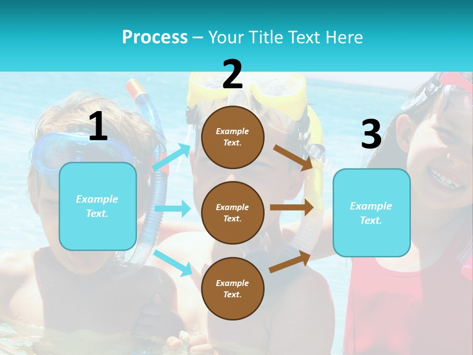 Three Children In The Water With Snorkels On Their Heads PowerPoint Template