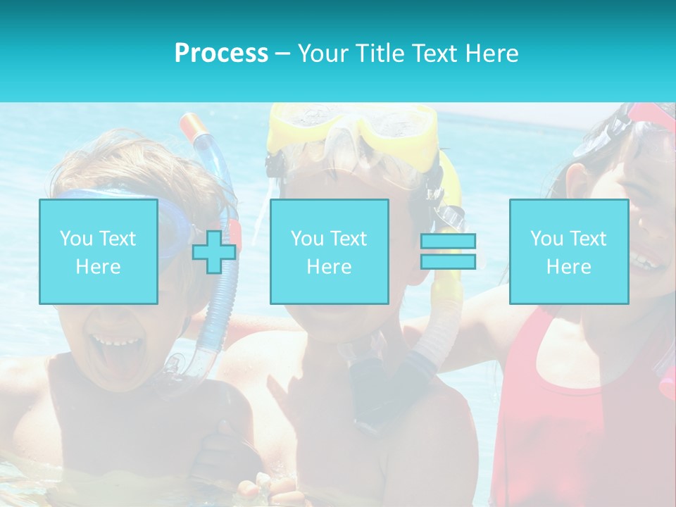 Three Children In The Water With Snorkels On Their Heads PowerPoint Template