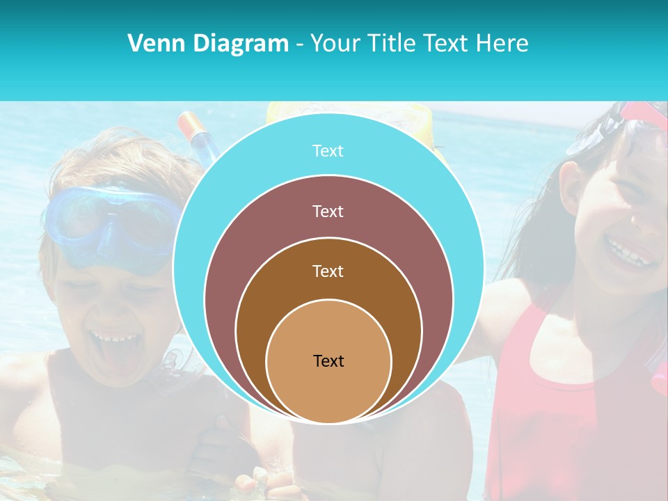 Three Children In The Water With Snorkels On Their Heads PowerPoint Template