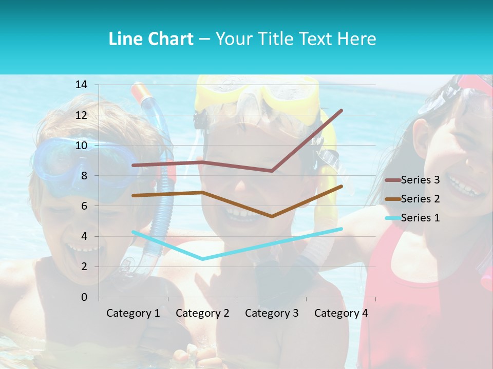 Three Children In The Water With Snorkels On Their Heads PowerPoint Template