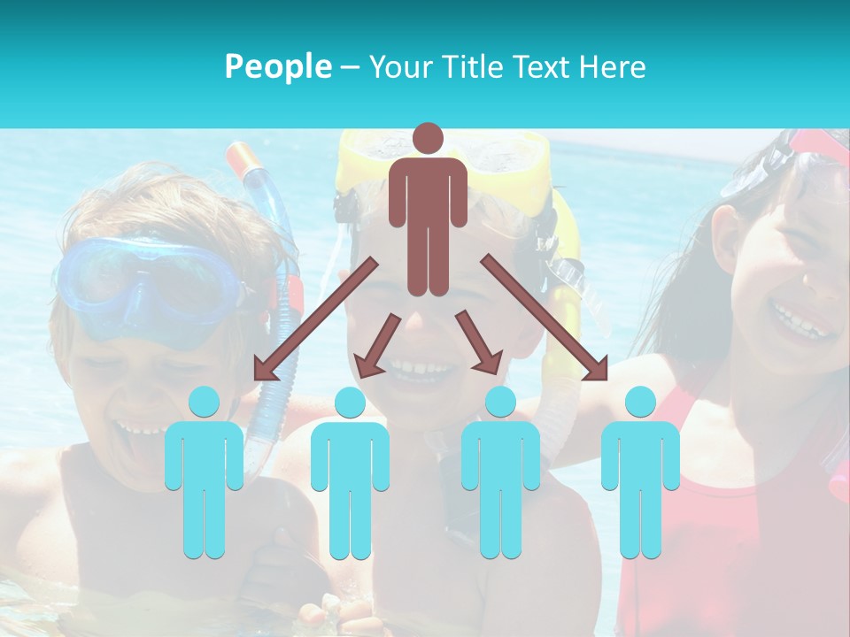 Three Children In The Water With Snorkels On Their Heads PowerPoint Template