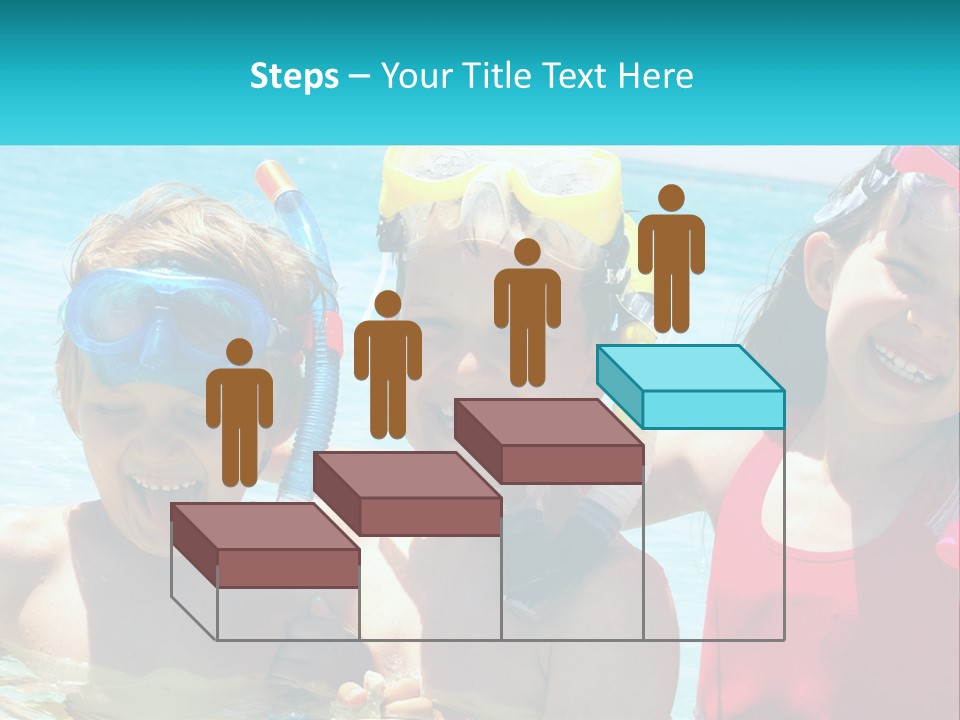 Three Children In The Water With Snorkels On Their Heads PowerPoint Template