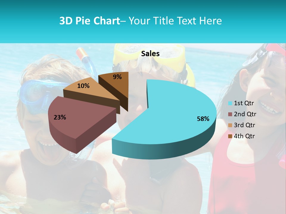 Three Children In The Water With Snorkels On Their Heads PowerPoint Template