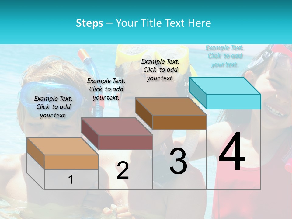 Three Children In The Water With Snorkels On Their Heads PowerPoint Template