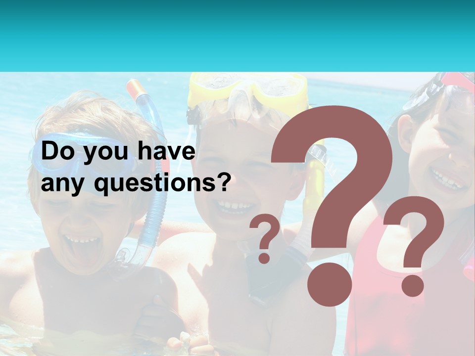 Three Children In The Water With Snorkels On Their Heads PowerPoint Template