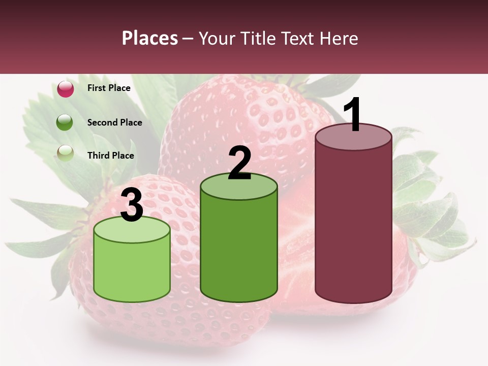 Two Strawberries With Leaves On A White Background PowerPoint Template