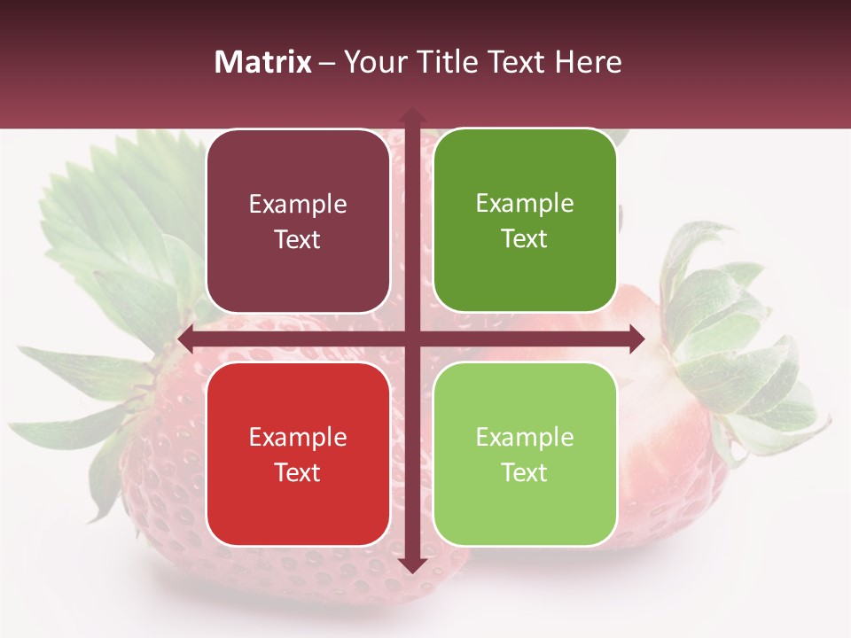 Two Strawberries With Leaves On A White Background PowerPoint Template