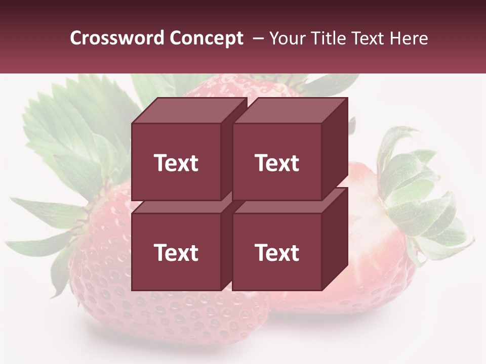 Two Strawberries With Leaves On A White Background PowerPoint Template