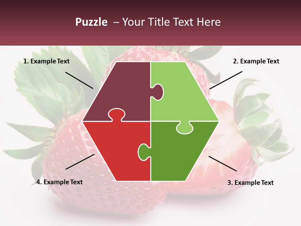 Two Strawberries With Leaves On A White Background PowerPoint Template