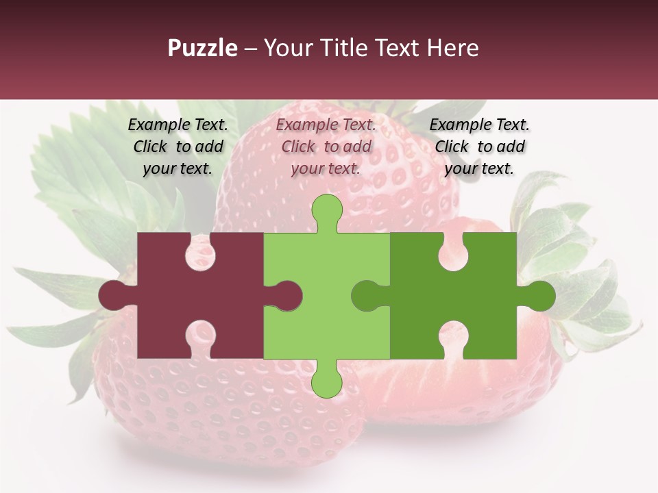 Two Strawberries With Leaves On A White Background PowerPoint Template