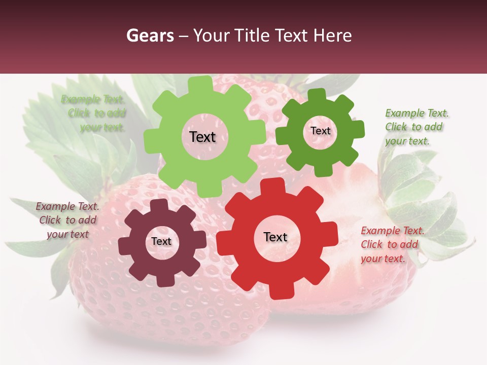 Two Strawberries With Leaves On A White Background PowerPoint Template