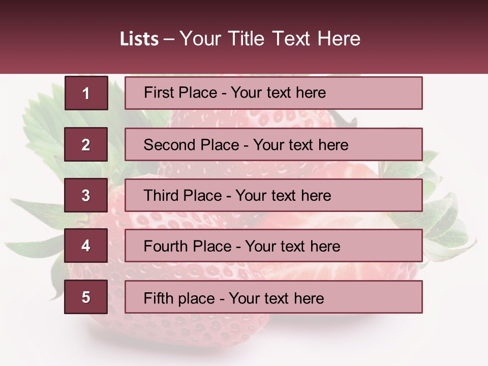 Two Strawberries With Leaves On A White Background PowerPoint Template