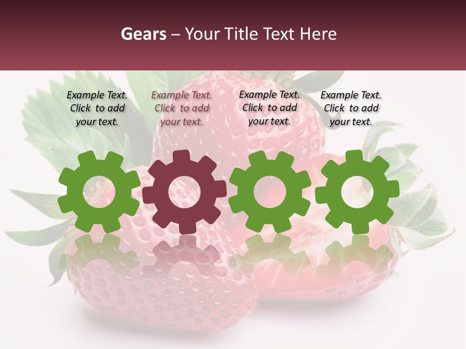 Two Strawberries With Leaves On A White Background PowerPoint Template