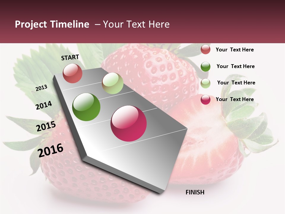 Two Strawberries With Leaves On A White Background PowerPoint Template