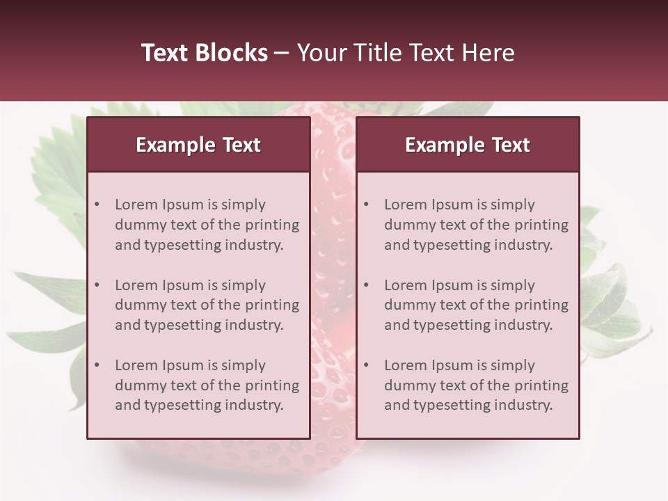 Two Strawberries With Leaves On A White Background PowerPoint Template