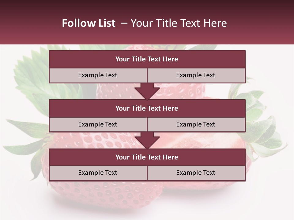 Two Strawberries With Leaves On A White Background PowerPoint Template