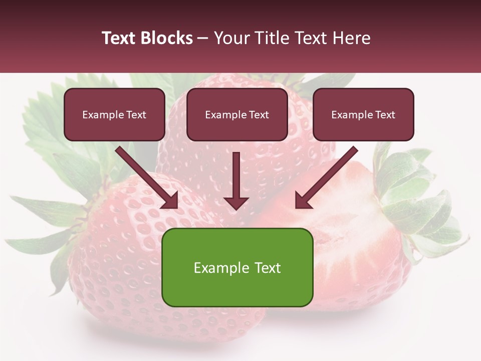 Two Strawberries With Leaves On A White Background PowerPoint Template