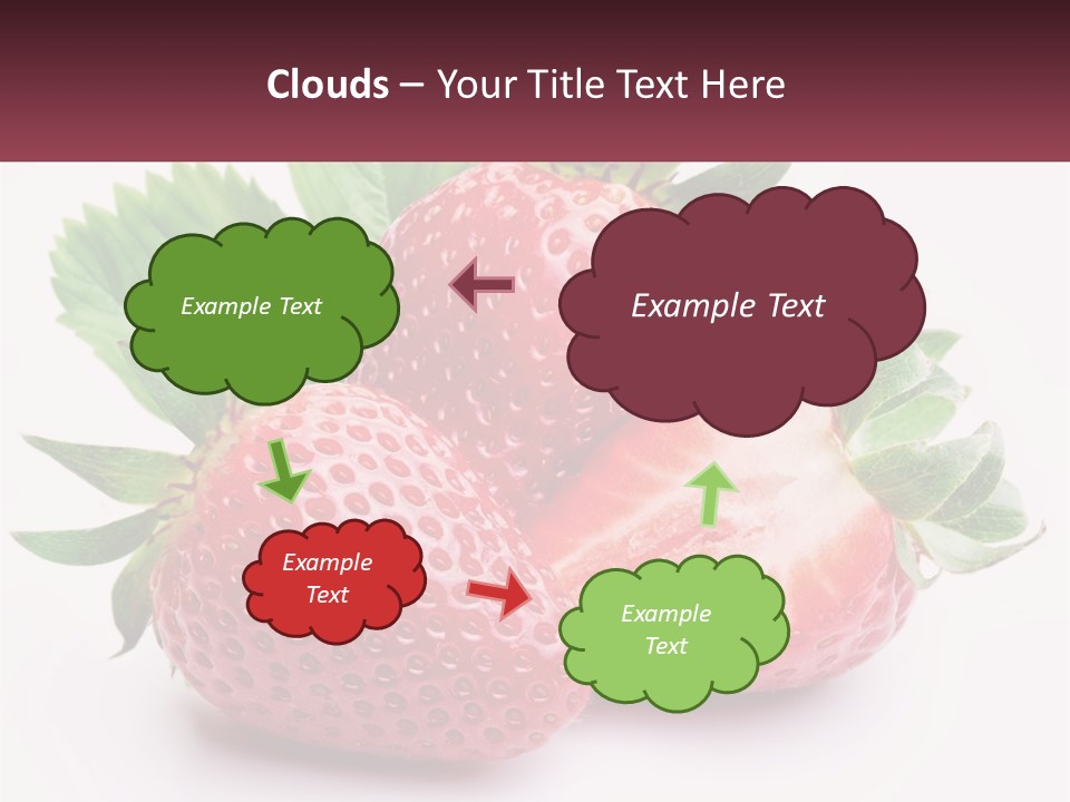 Two Strawberries With Leaves On A White Background PowerPoint Template